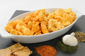 cheese curds in a white bowl
